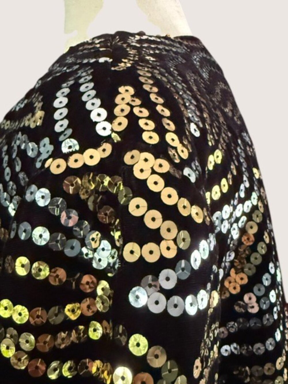 Rothschild For Lilli Ann Night Life Silver Gold Sequin Black Velvet Jacket SZ 10 - Picture 8 of 13